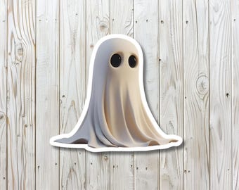 Sad Ghosty Sticker - Kiss-Cut Sticker, Halloween Sticker, Cute Vinyl Decal, Laptop Decal, Spooky Ghost Sticker, Gothic