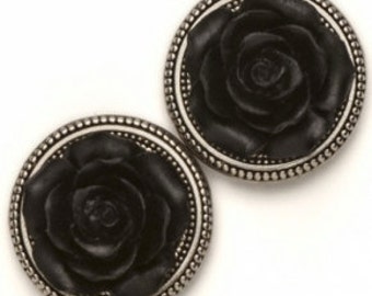 Black ROSE Sweater pin,  Scarf Pin,  Magnet Set  Crystal Magnet Button