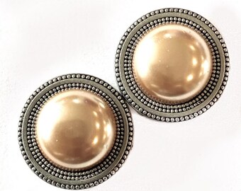 PEARL High Dome GOLD Background Scarf Pin, Sweater Pin, Magnet Pin