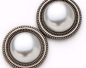 White PEARL Low Dome Magnebutton Set