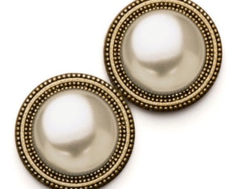 GOLD Cream Pearl Low Dome Magnebutton Set