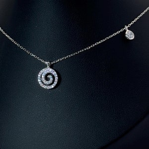 Maori Symbol Dainty Spiral Pendant, Moana Spiral Koru Necklace with Zircon Stone, Miami Hawaii Ocean Beach Lover&#39;s Gift 925 Sterling Silver