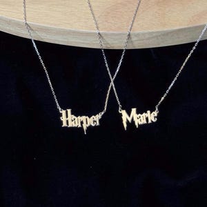 Wizard Harry Font Necklace, Gold Personalized Name Necklace, Silver Custom Wizard Name Necklace, Personalized Jewelry 925 Sterling Silver