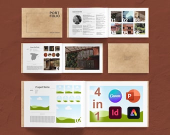 Portfolio Template 001 - Architecture & Interior Design Creative Portfolio - Adobe InDesign, Canva, Powerpoint, Adobe Express Editable File