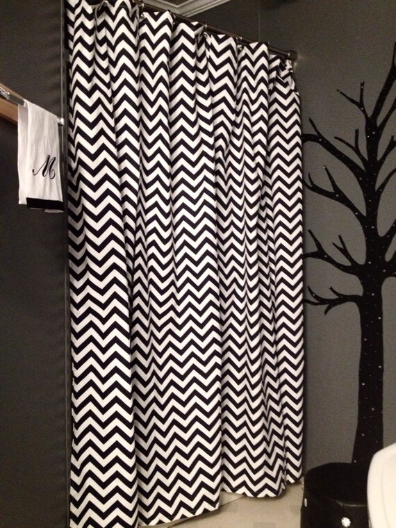 Chevron Shower Curtain Navy Pink Image 0