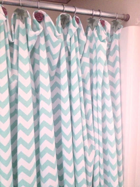 Chevron Shower Curtain Mint Teal Image 0