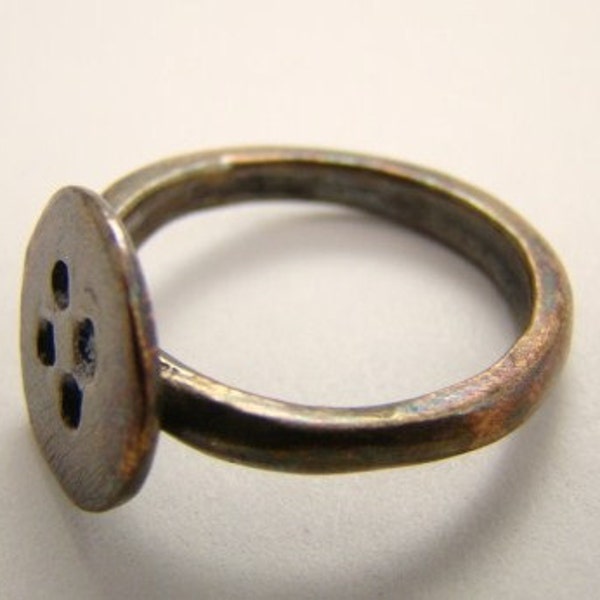 Quirky, Whimsical Precious Metal Clay Button Ring