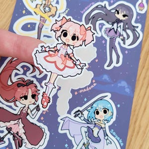 Puella Magi Madoka Magica Sticker Sheet, Cute Anime Stickers, Madoka, Homura, Kyoko, Sayaka, Mami