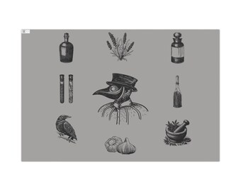 Plague Doctor Halloween Gift Wrap - Spooky Wrapping Paper - Halloween Wrapping Paper - Halloween Gift - Halloween Wrapping Paper - Medical