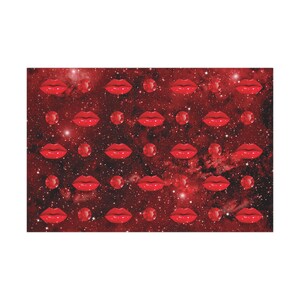 Red Lips, Glitter, Galaxy, and Rubies Printed Gift Wrap - Red Wrapping Paper - Galaxy Wrapping Paper - Red Lips Wrapping Paper