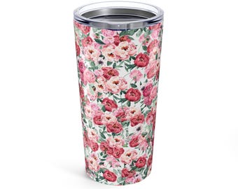 Pink Spring Peonies Flowers Tumbler - Floral Tumbler - Spring Gift - Peonies Tumbler - Mother’s Day Gift 20 oz