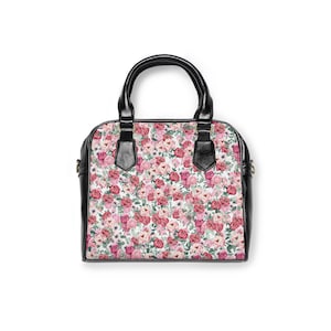 Pink Peonies Floral Shoulder Handbag - Pink Purse - Floral Purse - Spring Purse - Mother&#39;s Day Gift - Detachable Strap - Shoulder Bag