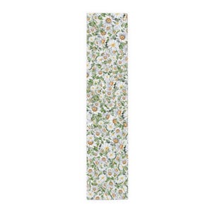Daisy Table Runner in Cotton and Poly, Perfect for Weddings, Home Decor, Table Setting, Dining Room, Special Occasions - Floral Table Runner