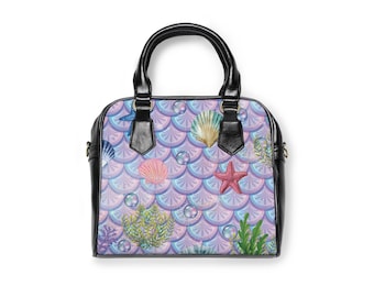 Bolso de Sirena - Monedero Azul y Negro - Monedero Océano - Correa Desmontable - Bolso de Hombro - Mermaidcore