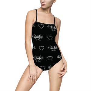 Bride-to-Be Women&#39;s One-piece Swimsuit, XS to 3XL - Bridal Party Bathing Suit, Bride Bathing Suit, Black Swimsuit, Black Bathing Suit