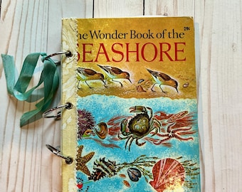 Handgefertigtes Junk Journal, Vintage Erinnerungsbuch, Einzigartiges Basteln Meeressommer