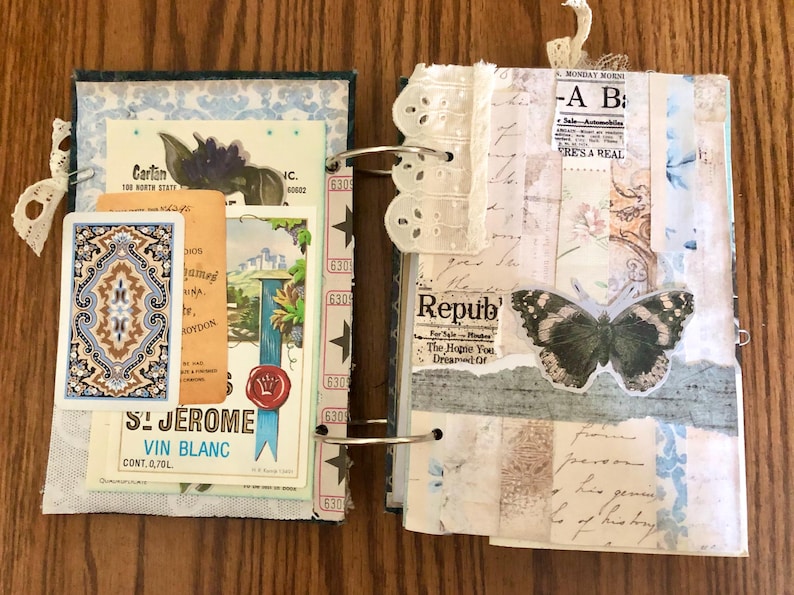 Handmade Vintage Junk Journal With Lace and Ephemera Mixed Media ...