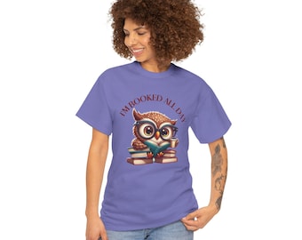 Camiseta unisex con diseño de búho, regalo para el lector