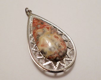 Reversible Crazy Lace Agate Gemstone Pendant