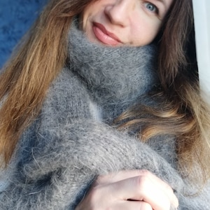 Fluffy long angora scarf, fluffy wool scarf