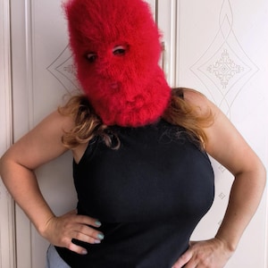 Fuzzy mohair balaclava pink wool winter balaclava wool ski mask