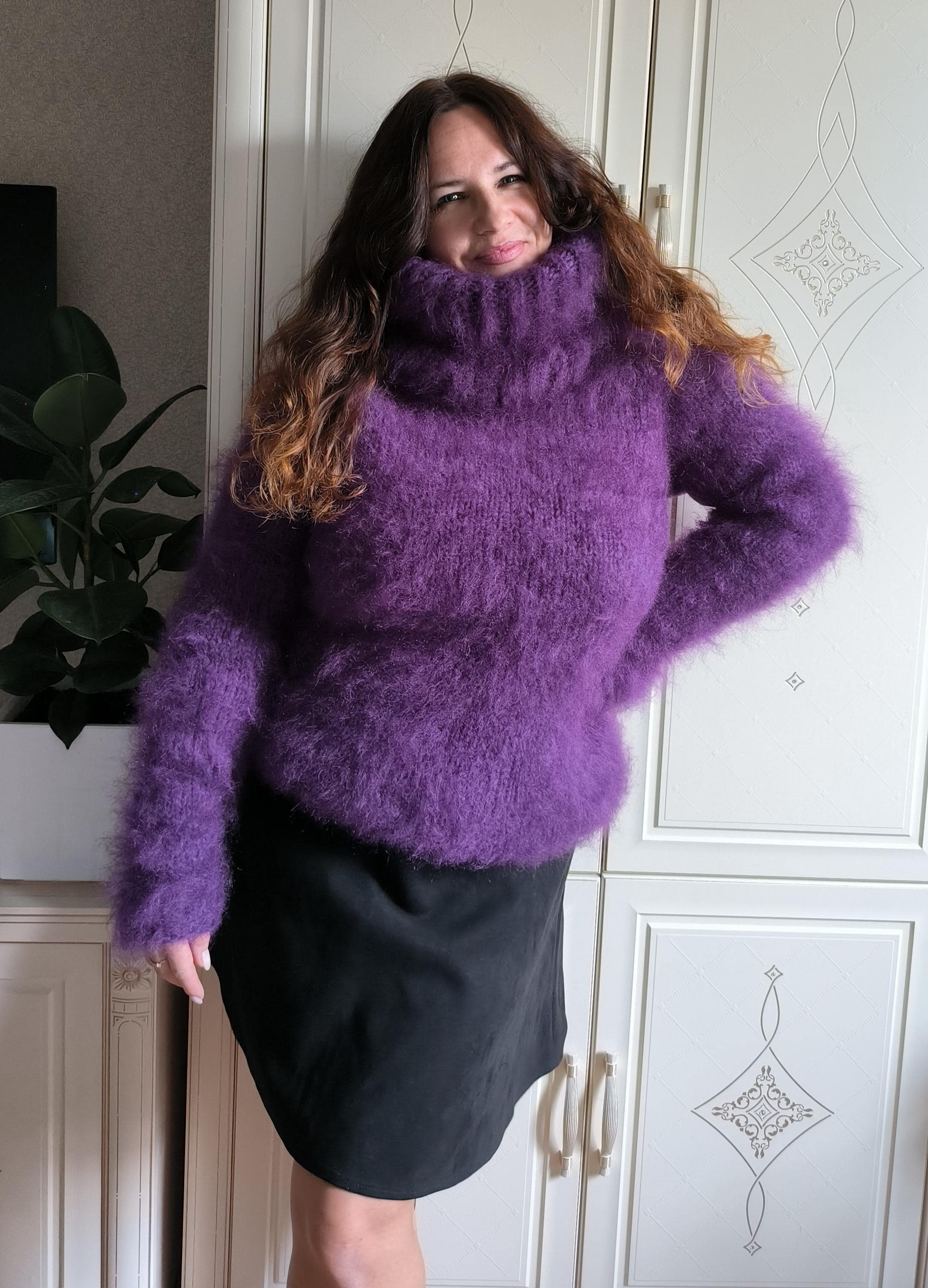 SHISHIKUI TELEVI / PURPLE ニット パープル Airy Alpaca Crewneck Pullover – Tibi Official