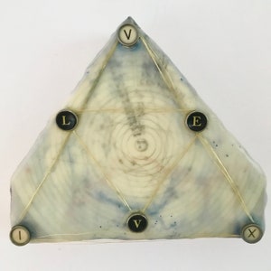 Original Mixed Media Encaustic on Wood House Shape - Star Chart