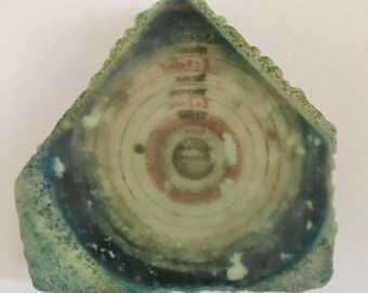 Original Mixed Media Encaustic on Wood House Shape - Orbit