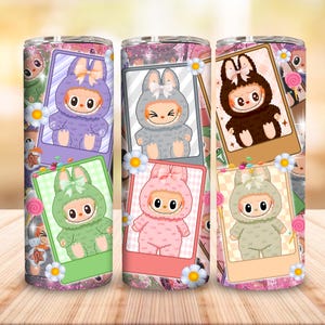 Trending Cartoon Character Wrap Design Png, Trending Pink Cartoon Character 20oz Skinny Tumbler PNG, Doll Cartoon 20oz Skinny Tumbler Wrap