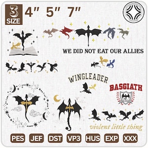 9+ Dragon Rider Embroidery Design, Bookish Embroidery Design, Dragon Book Embroidery Design, Embroidery 3 Size, Instant Download