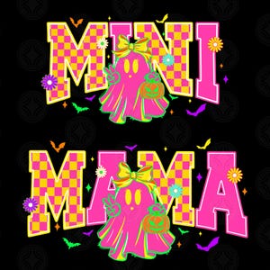 Halloween Neon Checkered Png, Spooky Mama Png, Halloween Neon Mama Mini Png, Spooky Season Png, Halloween Cute Neon Ghost Png, Digital File