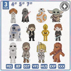 Star Movie Characters Embroidery Bundle, Movie Cartoon Embroidery Design, Space Wars Embroidery Design, Instant Download