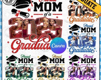Proud Family Graduation Insert Photos Editable Canva Template, Graduation Senior 2025 Canva Editable Png, Proud Mom 2025, Digital Download