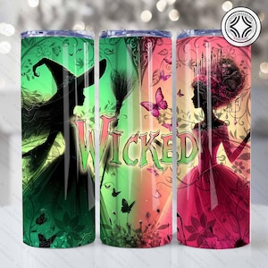 Witches Movie Changed For Good 20oz Skinny Tumbler Wrap Png, Pink Goes Good With Green Tumbler Png, Movie 20oz Tumbler Wrap Png