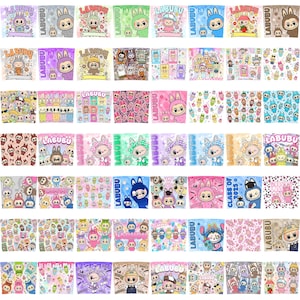 90+ Doll Cartoon 20oz Skinny Tumbler Wrap Bundle Png,Cartoon 20oz Tumbler Wrap, Trending Pink Cartoon Character Design,Perfect Gift for Kids