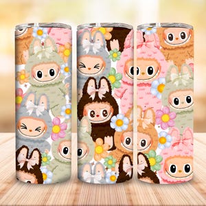 Funny Cartoon Character Wrap Design Png, Trending Pink Cartoon Character 20oz Skinny Tumbler PNG, Doll Cartoon 20oz Skinny Tumbler Wrap Png