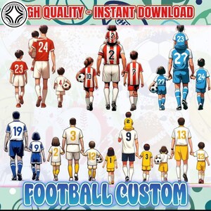 7つのカスタムサッカーパパPNGバンドル、父の日ギフトPNG、パーソナライズされたサッカーチームPNG、おじいちゃんへのギフト、カスタム父息子PNG、デジタルダウンロード