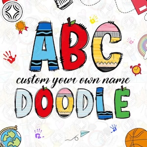 BUNDLE Back To School Doodle Letters Png, Back To School Png, Pencil Hand Drawn Doodle Alpha Bundle, Alphabet Doodle Font Set