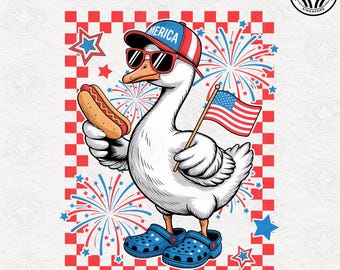 4th Of July Goose PNG, Funny 4th of July Png, Retro Patriotic Fourth of July Png, Cute American Goose Shirt , America Png, Sublimation File