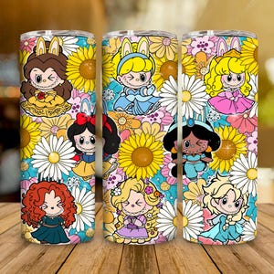 Doll Cartoon 20oz Skinny Tumbler Wrap Png, Cartoon 20oz Tumbler Wrap, Perfect Gift for Kids Png, Trending Pink Cartoon Character Design