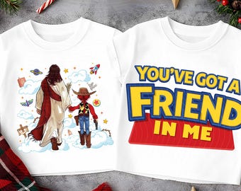 Jesus You've Got A Friend In Me PNG, Jesus Toy Movie Clipart, Christian Cartoon PNG, Faith Friendship Design, Custom Toy And Friends Png