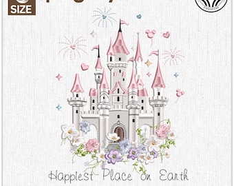Diseño de bordado de Magic Kingdom, bordado de Castle Magicaland, archivo de bordado floral de Princess Castle, bordado de flores de castillo de moda