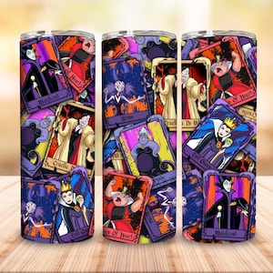 Halloween Cartoon Tumbler Wrap, Villains Cartoon Halloween Skinny Tumbler, Squad Girls 20oz Tumbler, Bad Witches Club Png