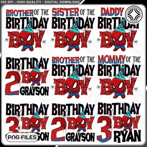 Personalized Spider Hero Birthday Boy Png, Family Birthday Spider Png, Superhero Birthday Png, Spidey Birthday Boy, Trendy Birthday Boy Png