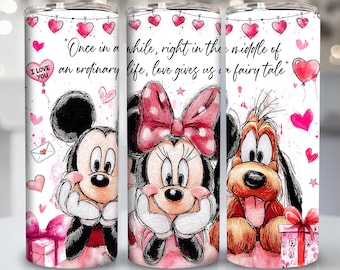 Hand Drawn Mouse Couple Valentine 20oz Skinny Tumbler Designs, Mouse And Friends Valentine 20oz Tumbler Wrap,Friends Valentines Tumbler Wrap