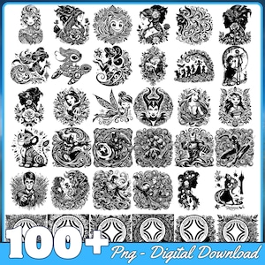 Paquete de más de 100 SVG de películas de dibujos animados: Rosa encantada, Princesa sirena, Superhéroe, Asesino de película de terror imagen 2