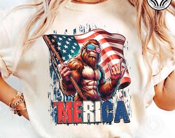 Funny Patriotic Bigfoot Design Png, Red White And Bigfoot Png, Stay Trashy America Png For Sublimation, 4th Of July Png, Funny Bigfoot Png