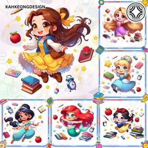 6+ Cartoon Princess Back To School Png Bundle, Funny Cartoon Png, Cartoon Friends Png, Back To School Png, Cartoon Princess Png,Digital File