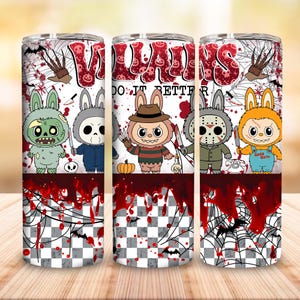 Halloween Monster Doll 20 oz Straight Tumbler Wrap Design, Kawaii Monsters Halloween 20oz PNG for Sublimation, Halloween Horror Movie Png