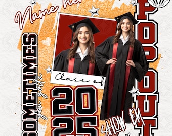 Modelo de tela CANVA editável para formatura 2025, foto personalizada do formando de 2025, download instantâneo.